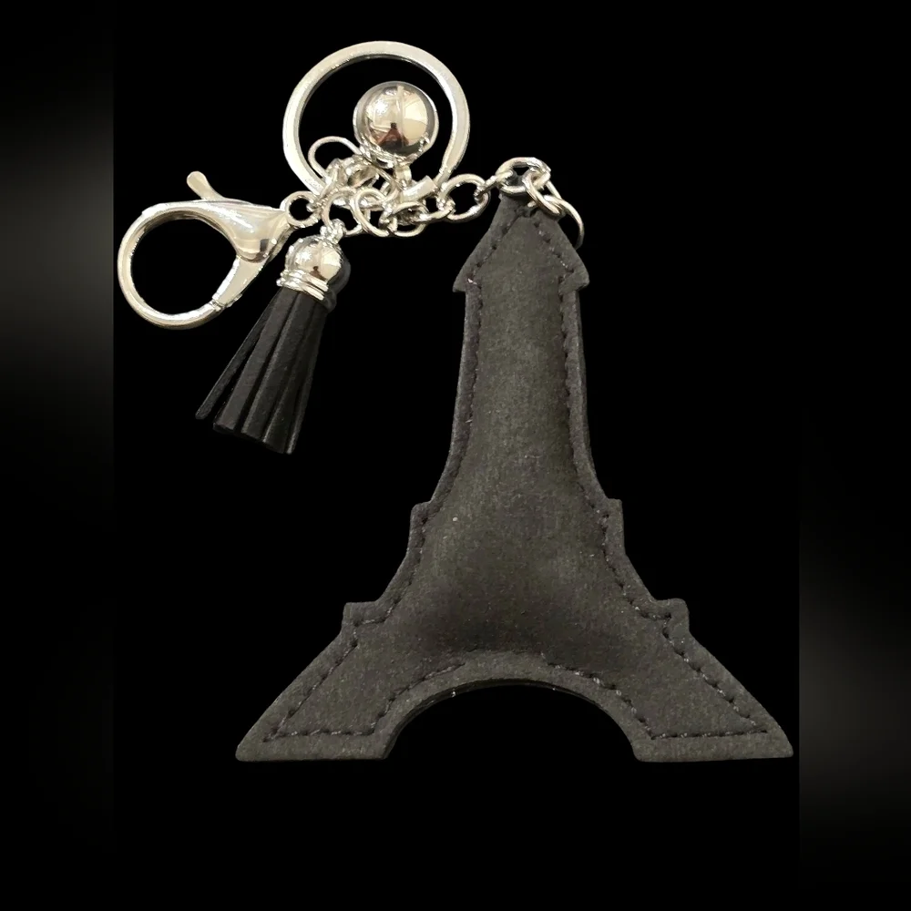 Elegant Black and Silver Eiffel Tower Bag Charm Keychain